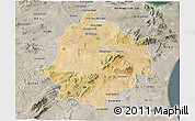 Satellite 3D Map of Saghuan, semi-desaturated