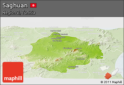 Physical Panoramic Map of Saghuan, lighten