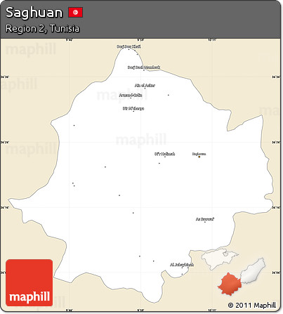 Classic Style Simple Map of Saghuan, single color outside
