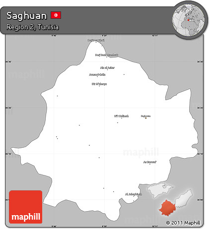 Gray Simple Map of Saghuan, single color outside