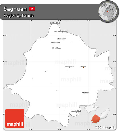 Silver Style Simple Map of Saghuan, single color outside