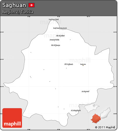 Silver Style Simple Map of Saghuan, single color outside