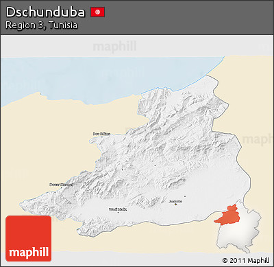 Classic Style 3D Map of Dschunduba, single color outside