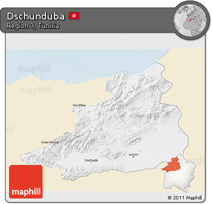 Classic Style 3D Map of Dschunduba, single color outside