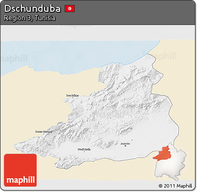 Classic Style 3D Map of Dschunduba, single color outside