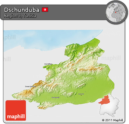 Physical 3D Map of Dschunduba, single color outside