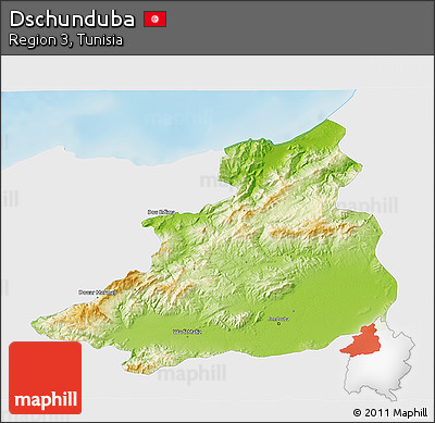 Physical 3D Map of Dschunduba, single color outside