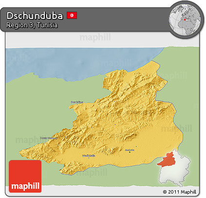 Savanna Style 3D Map of Dschunduba, single color outside
