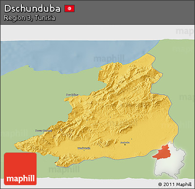 Savanna Style 3D Map of Dschunduba, single color outside