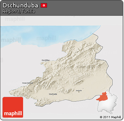Shaded Relief 3D Map of Dschunduba, single color outside