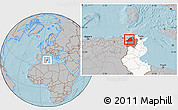 Gray Location Map of Dschunduba, highlighted country, highlighted parent region, hill shading