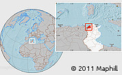 Gray Location Map of Dschunduba, highlighted country, hill shading