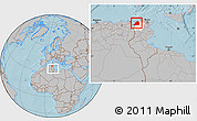 Gray Location Map of Dschunduba, highlighted parent region, within the entire country, hill shading