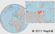 Gray Location Map of Dschunduba, highlighted parent region, hill shading