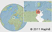 Savanna Style Location Map of Dschunduba, highlighted country, highlighted parent region, hill shading