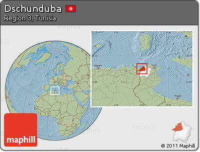 Savanna Style Location Map of Dschunduba, highlighted parent region, hill shading