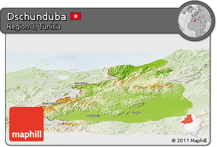 Physical Panoramic Map of Dschunduba, lighten