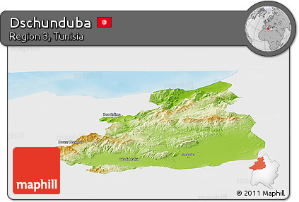 Physical Panoramic Map of Dschunduba, single color outside