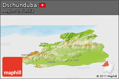 Physical Panoramic Map of Dschunduba, single color outside