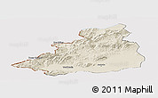 Shaded Relief Panoramic Map of Dschunduba, cropped outside
