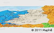 Shaded Relief Panoramic Map of Dschunduba, political outside