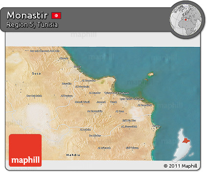 Satellite 3D Map of Monastir