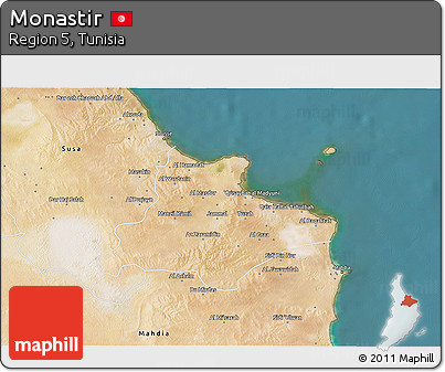Satellite 3D Map of Monastir