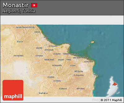 Satellite 3D Map of Monastir
