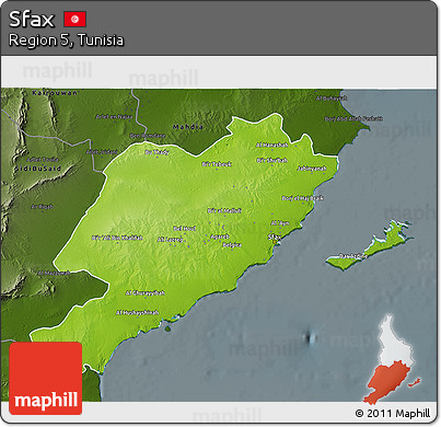 Physical 3D Map of Sfax, darken