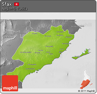 Physical 3D Map of Sfax, desaturated