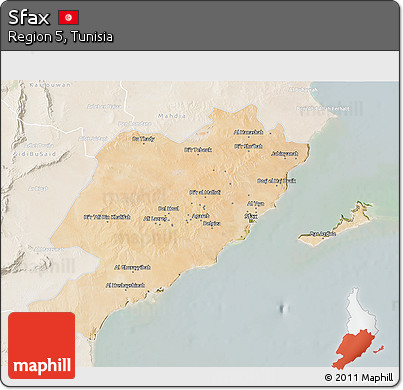 Satellite 3D Map of Sfax, lighten