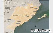 Satellite 3D Map of Sfax, semi-desaturated