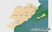 Satellite 3D Map of Sfax, single color outside