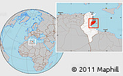 Gray Location Map of Sfax, highlighted country, highlighted parent region, within the entire country