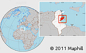 Gray Location Map of Sfax, highlighted country, highlighted parent region