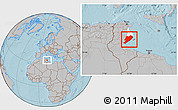 Gray Location Map of Sfax, highlighted parent region, hill shading