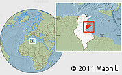 Savanna Style Location Map of Sfax, highlighted country, highlighted parent region, hill shading