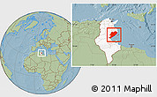 Savanna Style Location Map of Sfax, highlighted country, hill shading