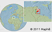 Savanna Style Location Map of Sfax, highlighted parent region, hill shading
