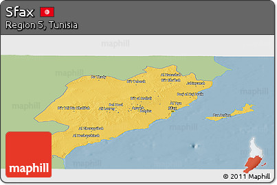 Savanna Style Panoramic Map of Sfax, single color outside