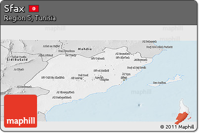 Silver Style Panoramic Map of Sfax