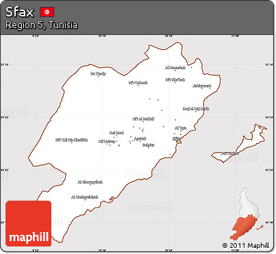 Classic Style Simple Map of Sfax, cropped outside
