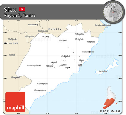 Classic Style Simple Map of Sfax