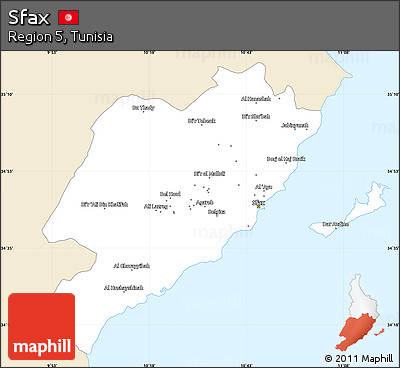 Classic Style Simple Map of Sfax, single color outside