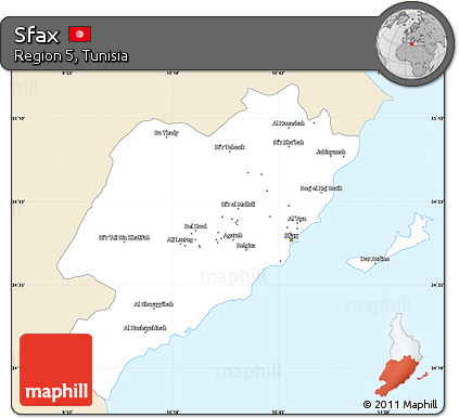 Classic Style Simple Map of Sfax, single color outside