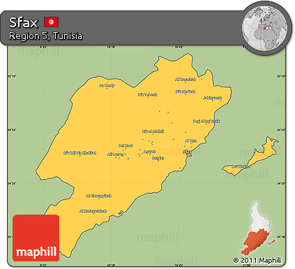 Savanna Style Simple Map of Sfax, cropped outside
