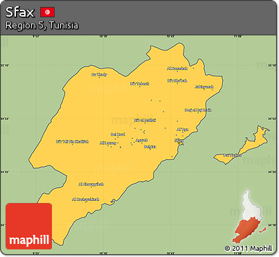 Savanna Style Simple Map of Sfax, cropped outside