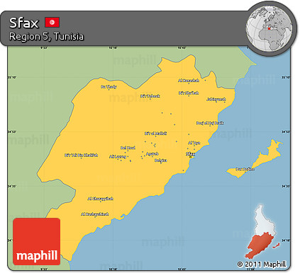 Savanna Style Simple Map of Sfax, single color outside