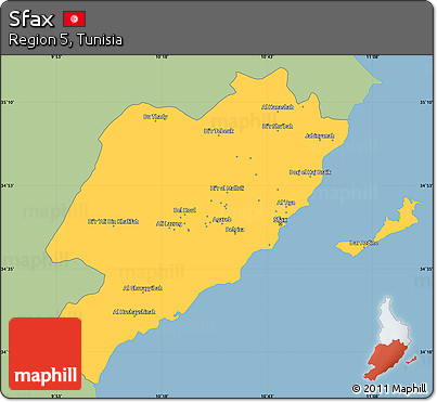 Savanna Style Simple Map of Sfax, single color outside
