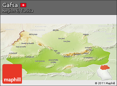 Physical 3D Map of Gafsa, lighten